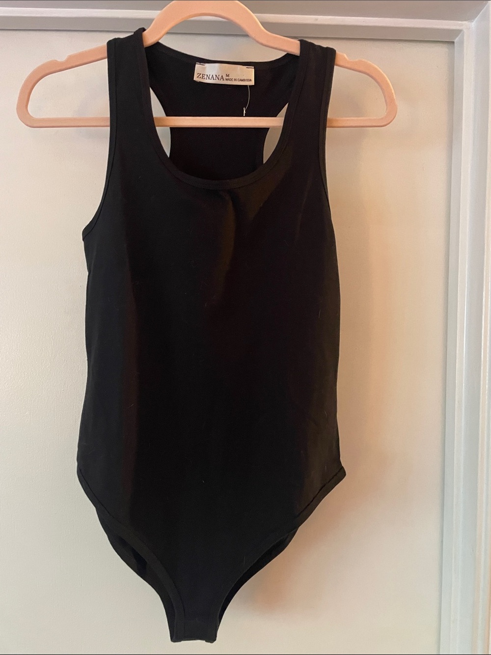 ZENANA Black Razor Back Tank Bodysuit - Medium